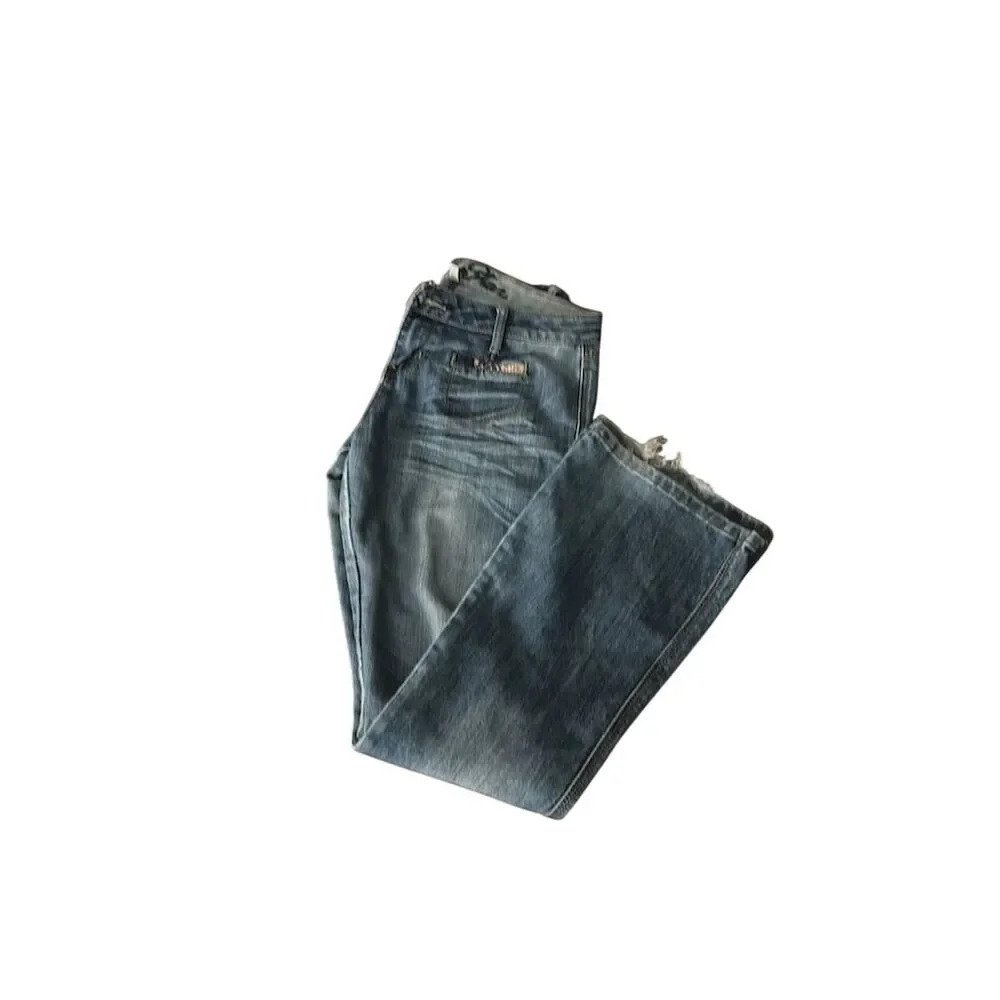 Women's Blue Denim flared Pants Size 11 Casual Whiskered Patchwork
#039 - Picture 2 of 4